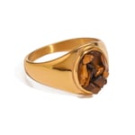 Brown / 7 / 1 Piece Simple Series Retro Geometric Stainless Steel  Gold Color Natural Stone Women's Single Ring Picture10